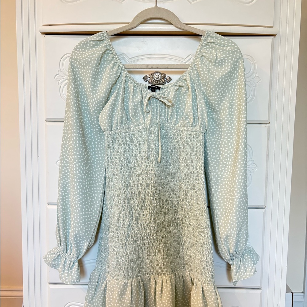 Express Mint Green Polka Dot Dress
